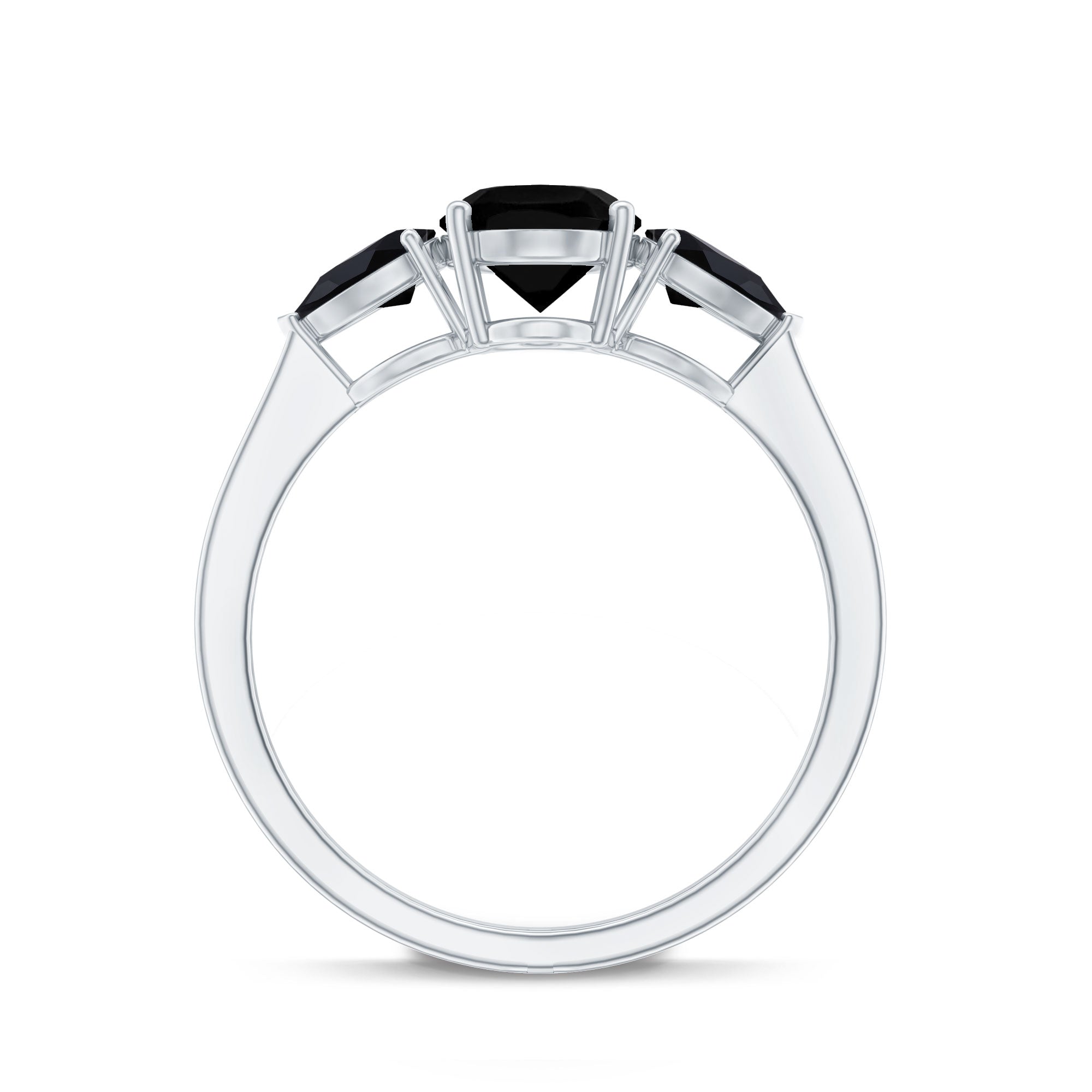 Rosec Jewels-Natural Black Onyx Three Stone Engagement Ring