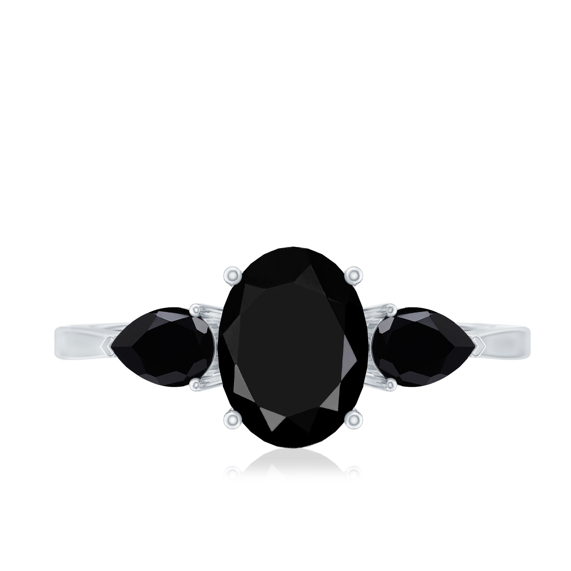 Rosec Jewels-Natural Black Onyx Three Stone Engagement Ring