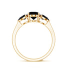 Natural Black Onyx Three Stone Engagement Ring AAA - Rosec Jewels