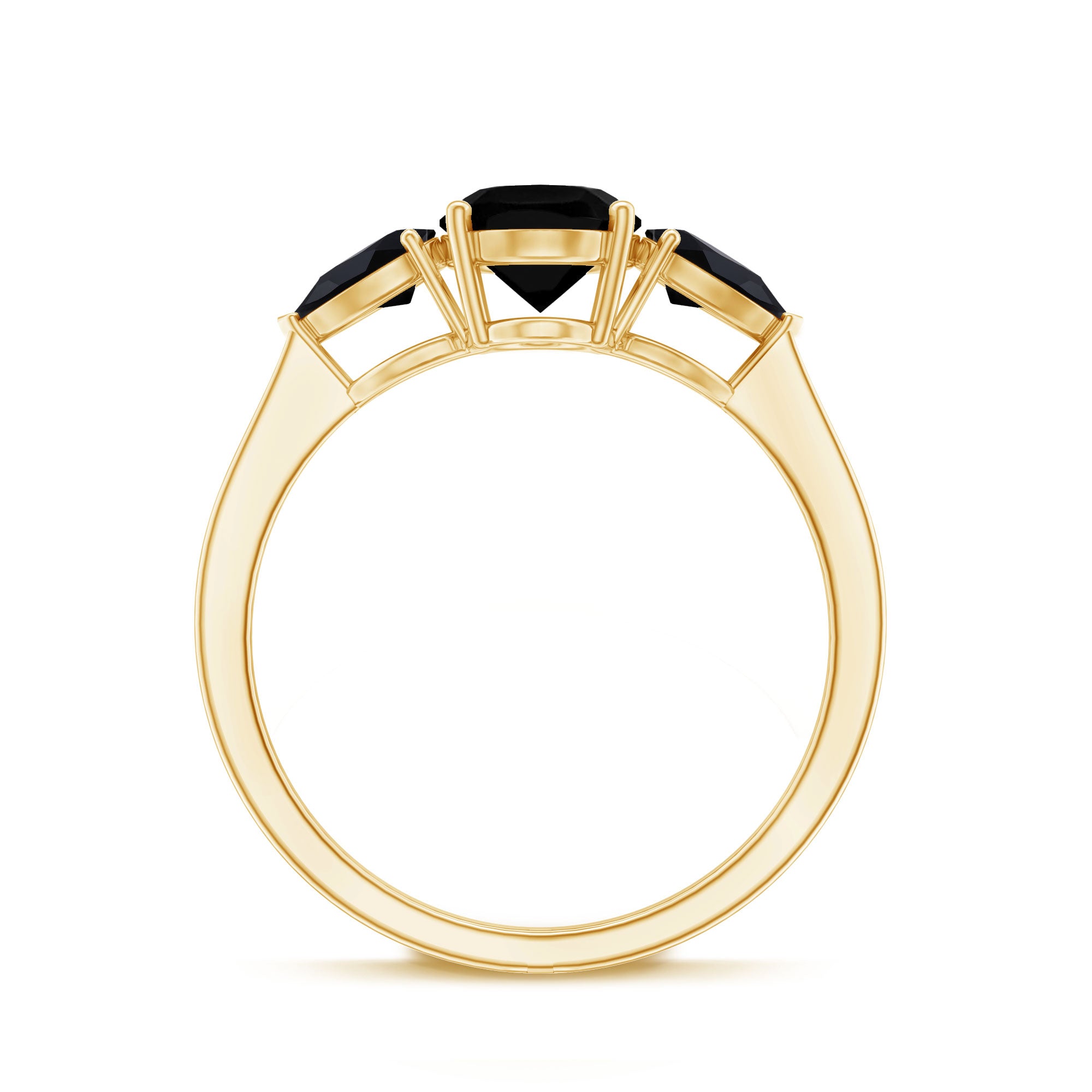 Rosec Jewels-Natural Black Onyx Three Stone Engagement Ring