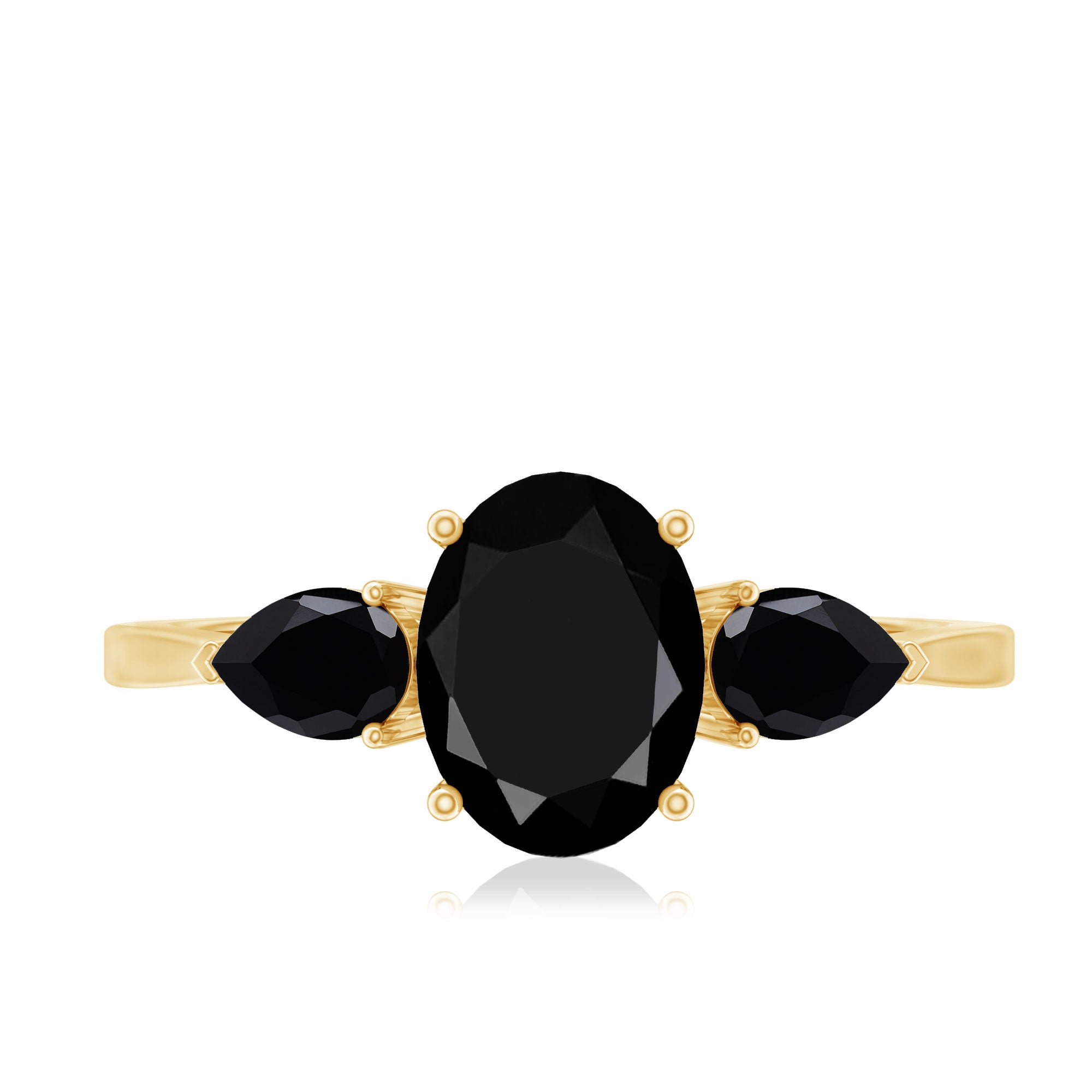 Rosec Jewels-Natural Black Onyx Three Stone Engagement Ring