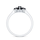 Rosec Jewels-Genuine Black Onyx Flower Engagement Ring With Certificate