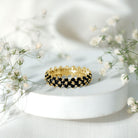 Round Cut Black Onyx Cluster Wedding Band for Women AAA - Rosec Jewels