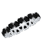 Claw Set Heart Shape Black Spinel Eternity Band Ring AAA - Rosec Jewels