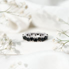 Claw Set Heart Shape Black Spinel Eternity Band Ring AAA - Rosec Jewels