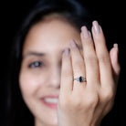 Certified 0.8 Carat Lab Grown Black Diamond Marquise Promise Ring with Celtic Knot AAAA ( Synthetic ) - Rosec Jewels