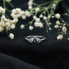 Certified 0.8 Carat Lab Grown Black Diamond Marquise Promise Ring with Celtic Knot AAAA ( Synthetic ) - Rosec Jewels