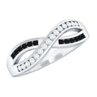 Certified Lab Grown Black and White Diamond Infinity Promise Band AAAA ( Synthetic ) - Rosec Jewels