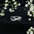 Certified Lab Grown Black and White Diamond Infinity Promise Band AAAA ( Synthetic ) - Rosec Jewels
