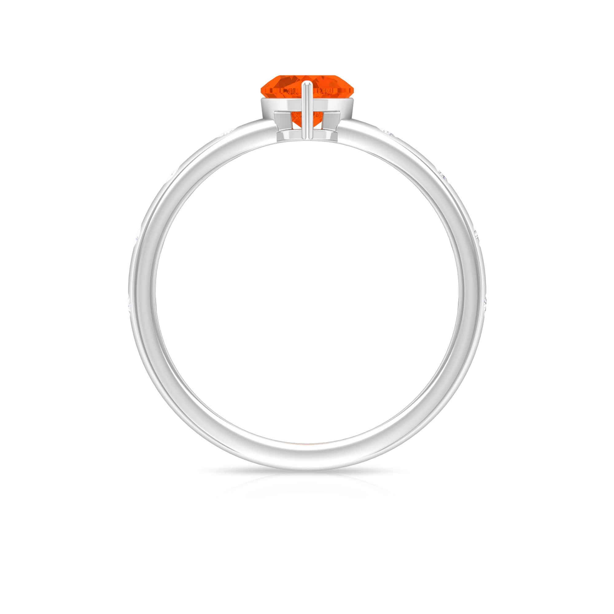 1/2 Carat Fire Opal Heart Engagement Ring with Diamond AAA - Rosec Jewels