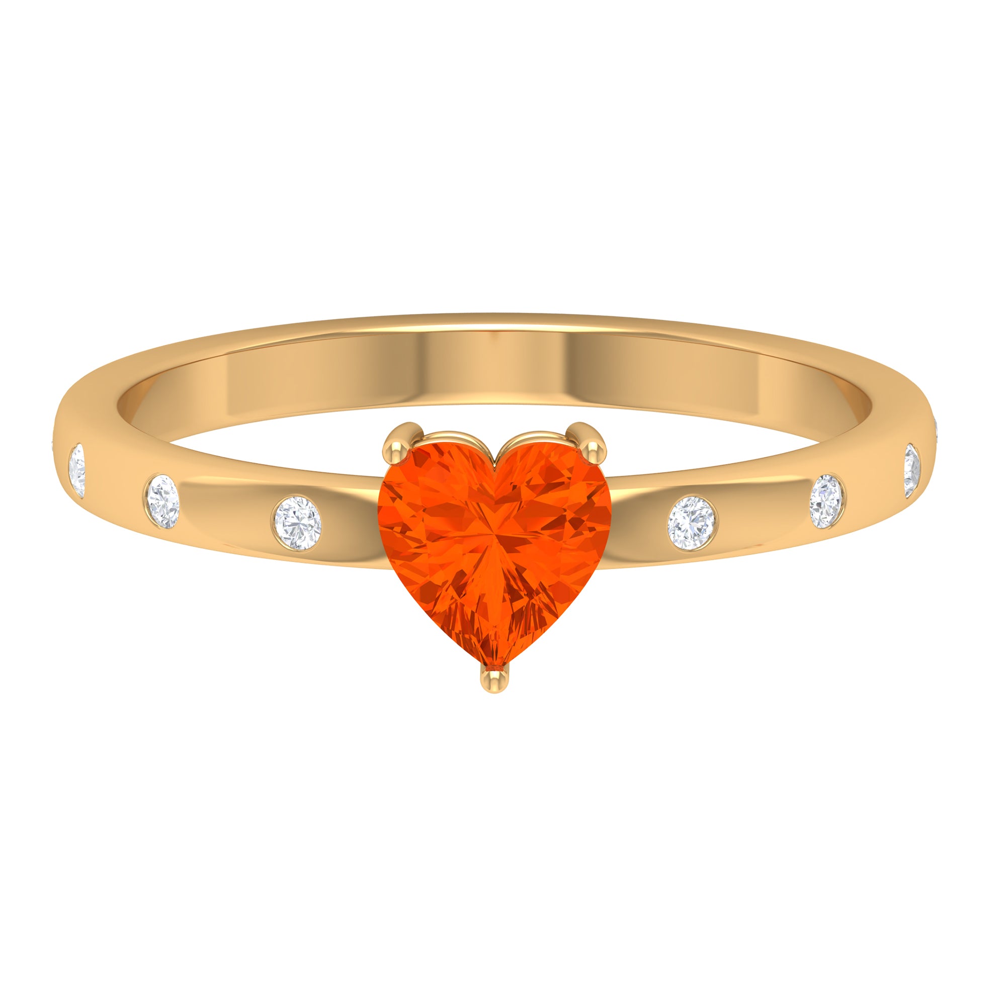1/2 Carat Fire Opal Heart Engagement Ring with Diamond AAA - Rosec Jewels