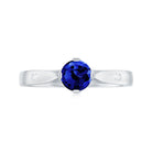 Certified 0.6 Carat Lab Grown Blue Sapphire Promise Ring with Diamond AAAA - Rosec Jewels