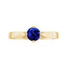 Certified 0.6 Carat Lab Grown Blue Sapphire Promise Ring with Diamond AAAA - Rosec Jewels