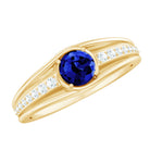 Rosec Jewels-1 CT Created Blue Sapphire and Diamond Classic Engagement Ring