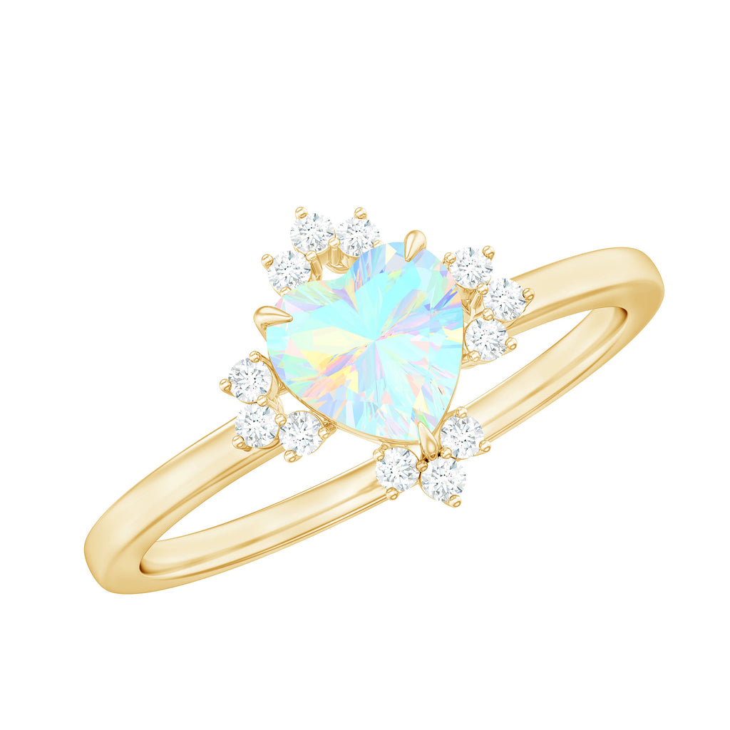 1.25 CT Heart Shape Ethiopian Opal Solitaire Promise Ring with Diamond Accent Ethiopian Opal - ( AAA ) - Quality - Rosec Jewels
