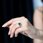 AAAA Quality Lab Created Emerald Asscher Cut Engagement Ring with Diamond AAAA - Rosec Jewels