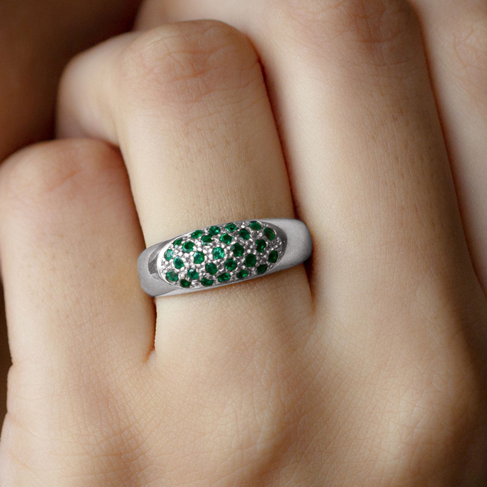 Rosec Jewels-Natural Emerald Thick Band Ring with Certificate