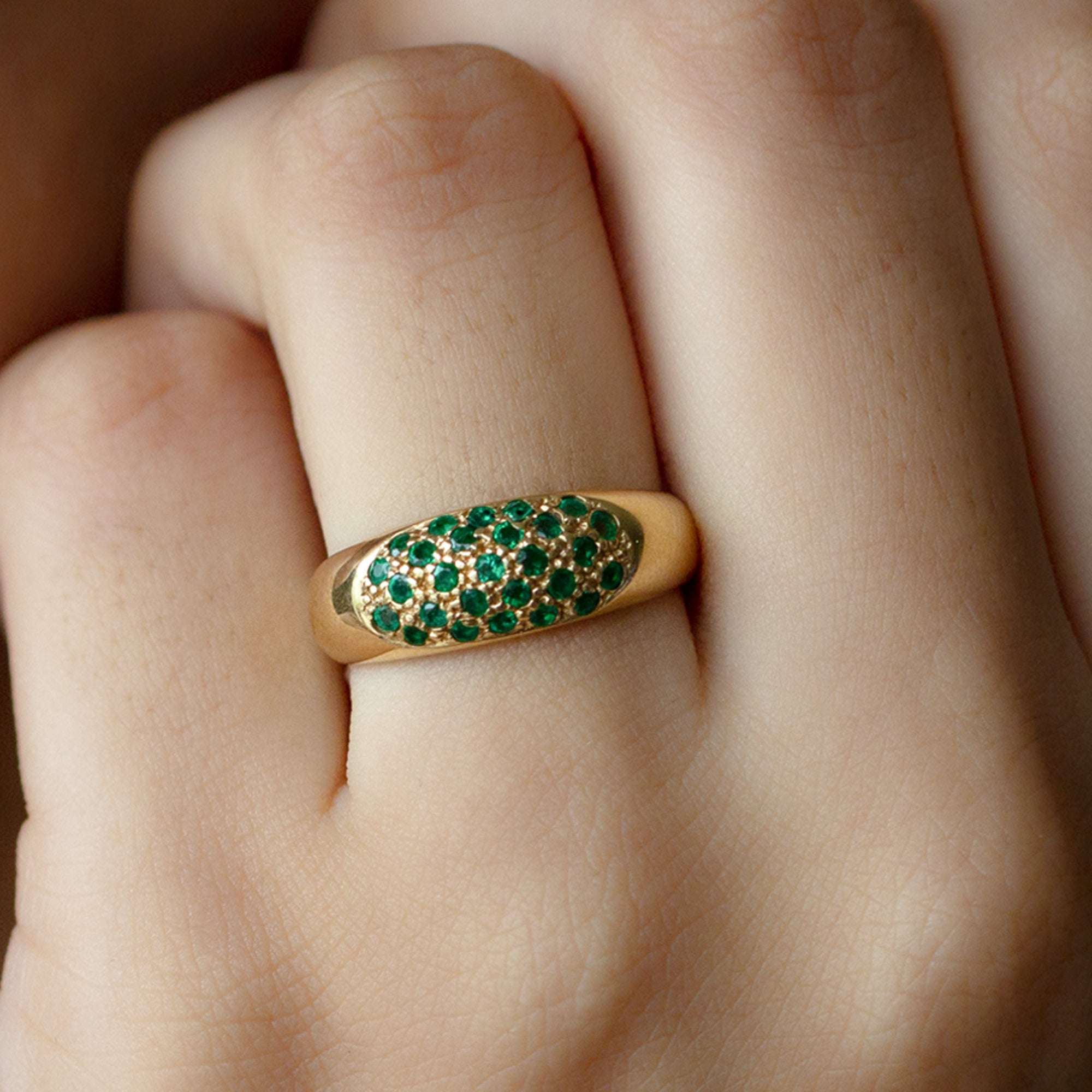 Rosec Jewels-Natural Emerald Thick Band Ring with Certificate
