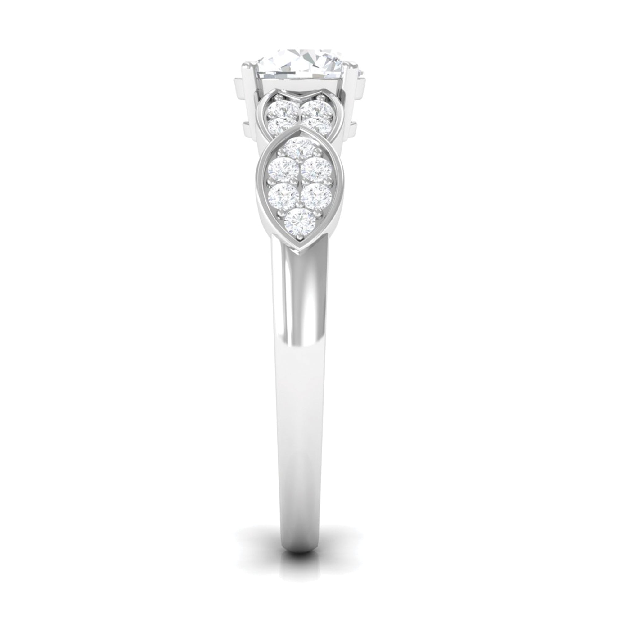 Classic Round Zirconia Engagement Ring with Side Stones AAAA - Rosec Jewels