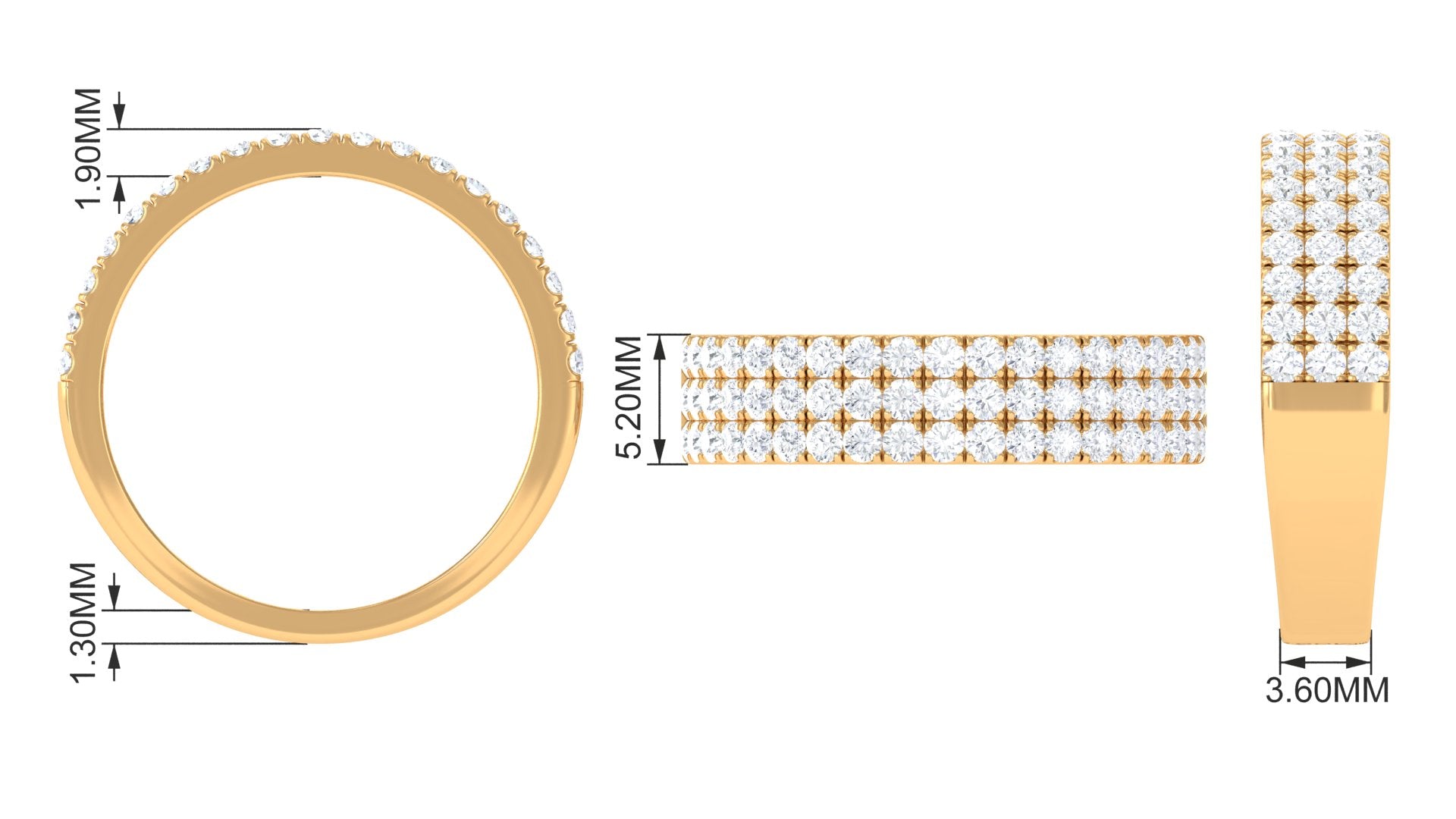 1.50 CT Certified Zircon Semi Eternity Ring in Pave Setting AAAA - Rosec Jewels