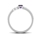 Rosec Jewels-Natural 1.4 Carat Emerald Cut Amethyst Diamond Wedding Bridal Ring Set