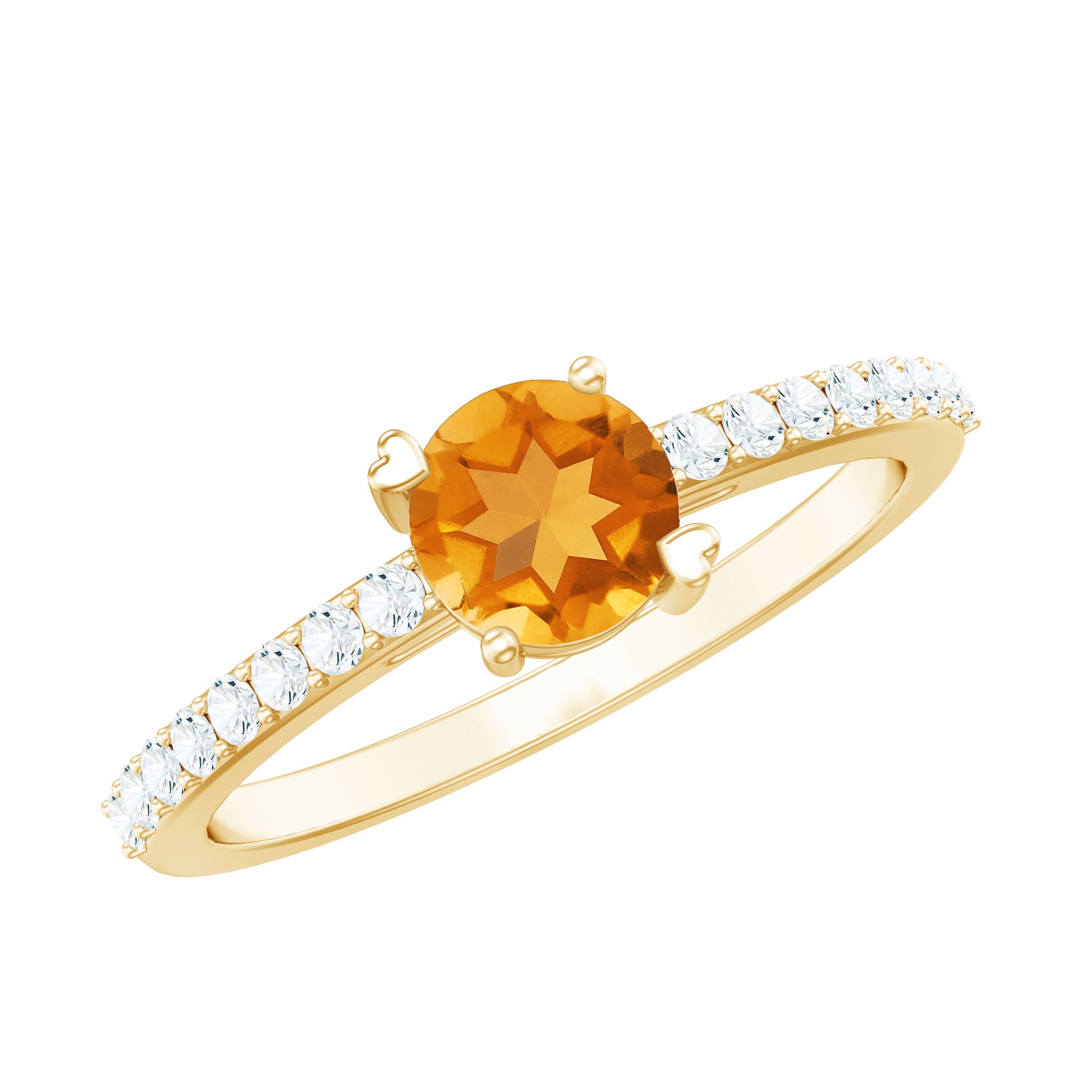 Rosec Jewels-Natural Citrine Promise Ring with Diamond