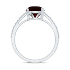 Certified Natural 8mm Garnet Big Engagement Ring with Diamond AAA - Rosec Jewels