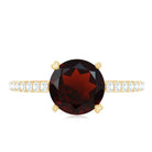 Certified Natural 8mm Garnet Big Engagement Ring with Diamond AAA - Rosec Jewels