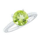 Natural 2 Carat Peridot Engagement Ring with Diamond AAA - Rosec Jewels