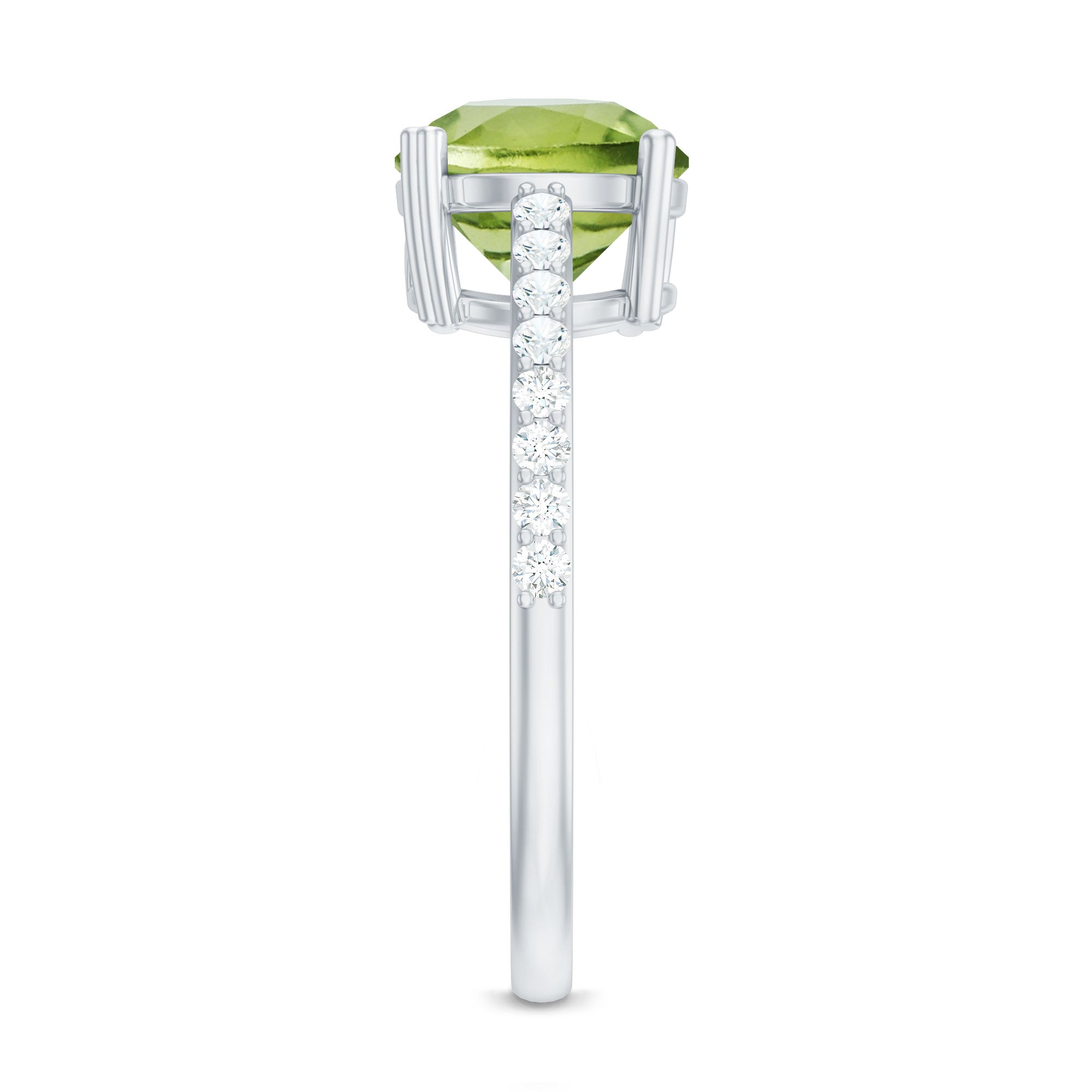 Natural 2 Carat Peridot Engagement Ring with Diamond AAA - Rosec Jewels