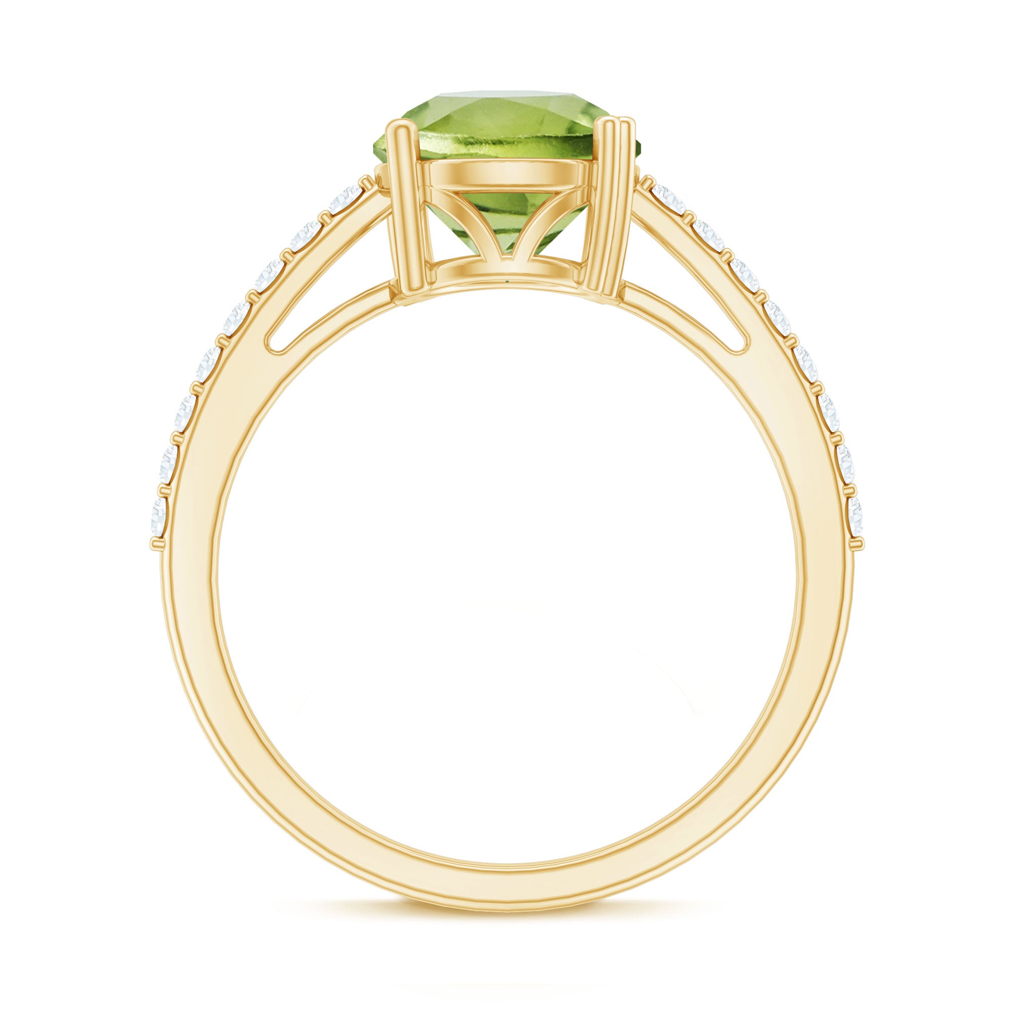 Natural 2 Carat Peridot Engagement Ring with Diamond AAA - Rosec Jewels