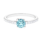 Rosec Jewels-Designer Set Aquamarine Solitaire Engagement Ring with Diamond