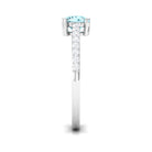 Rosec Jewels-Designer Set Aquamarine Solitaire Engagement Ring with Diamond