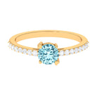 Rosec Jewels-Designer Set Aquamarine Solitaire Engagement Ring with Diamond