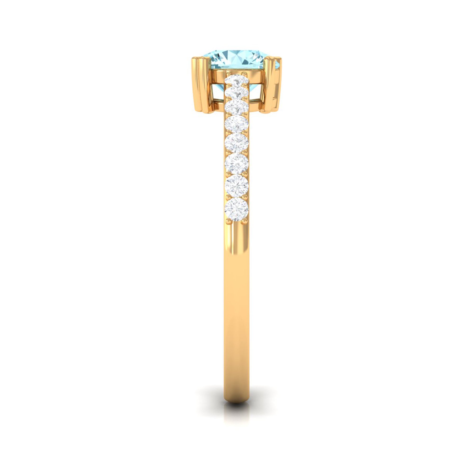 Rosec Jewels-Designer Set Aquamarine Solitaire Engagement Ring with Diamond