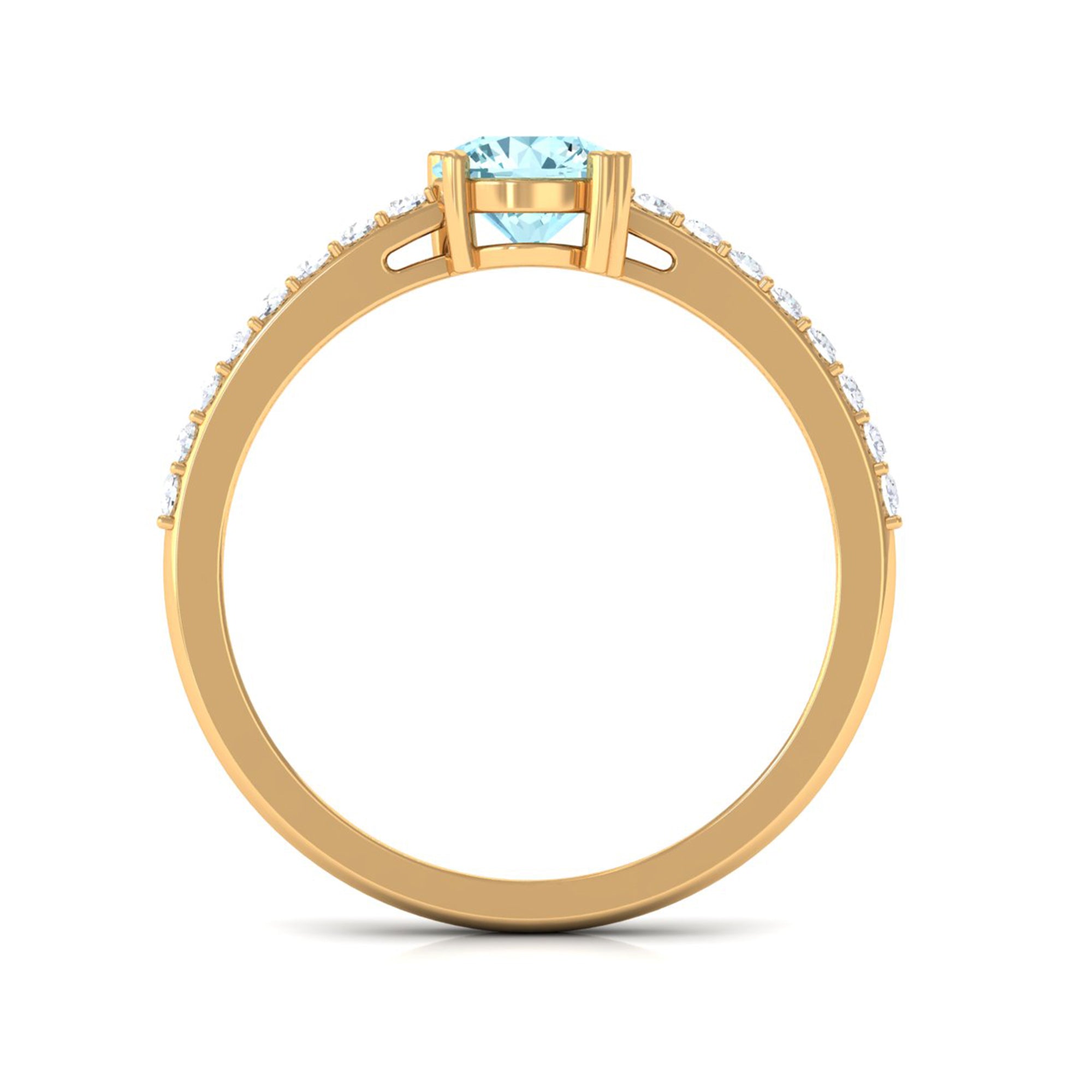 Rosec Jewels-Designer Set Aquamarine Solitaire Engagement Ring with Diamond