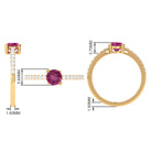 1 CT Real Pink Tourmaline Solitaire Promise Ring with Diamond Side Stones AAA - Rosec Jewels