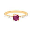 1 CT Real Pink Tourmaline Solitaire Promise Ring with Diamond Side Stones Pink Tourmaline - ( AAA ) - Quality - Rosec Jewels
