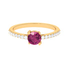 1 CT Real Pink Tourmaline Solitaire Promise Ring with Diamond Side Stones AAA - Rosec Jewels