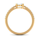 Natural Moonstone Solitaire Promise Ring with Diamond AAA - Rosec Jewels