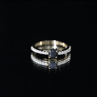 Rosec Jewels-Round Black Onyx Promise Ring with Diamond Side Stones