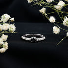 Rosec Jewels-Round Black Onyx Promise Ring with Diamond Side Stones