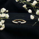 Rosec Jewels-Round Black Onyx Promise Ring with Diamond Side Stones