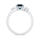 1 CT London Blue Topaz Solitaire Double Band Ring with Diamond London Blue Topaz - ( AAA ) - Quality - Rosec Jewels