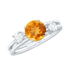 Rosec Jewels-Real Citrine Diamond Double Band Engagement Ring