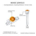 Rosec Jewels-Real Citrine Diamond Double Band Engagement Ring
