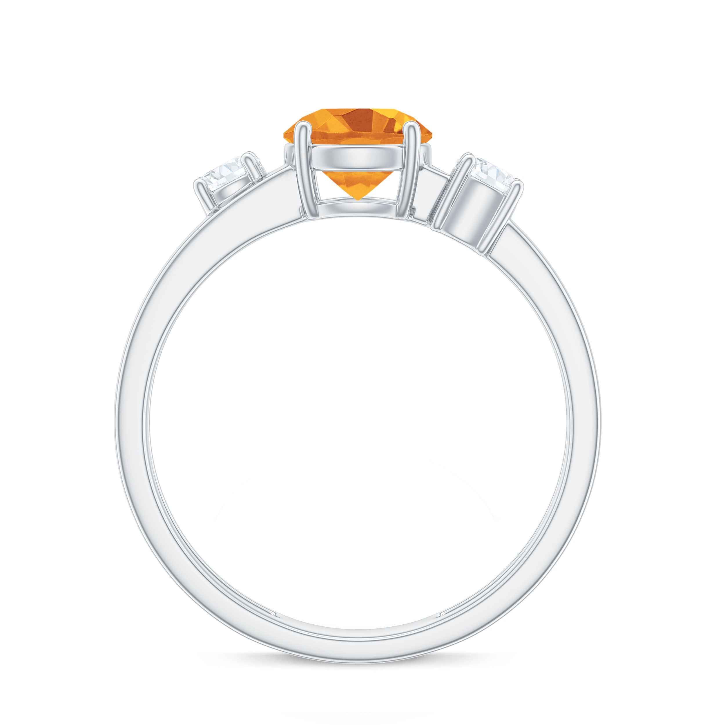Rosec Jewels-Real Citrine Diamond Double Band Engagement Ring