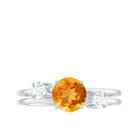 Rosec Jewels-Real Citrine Diamond Double Band Engagement Ring