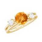 Rosec Jewels-Real Citrine Diamond Double Band Engagement Ring