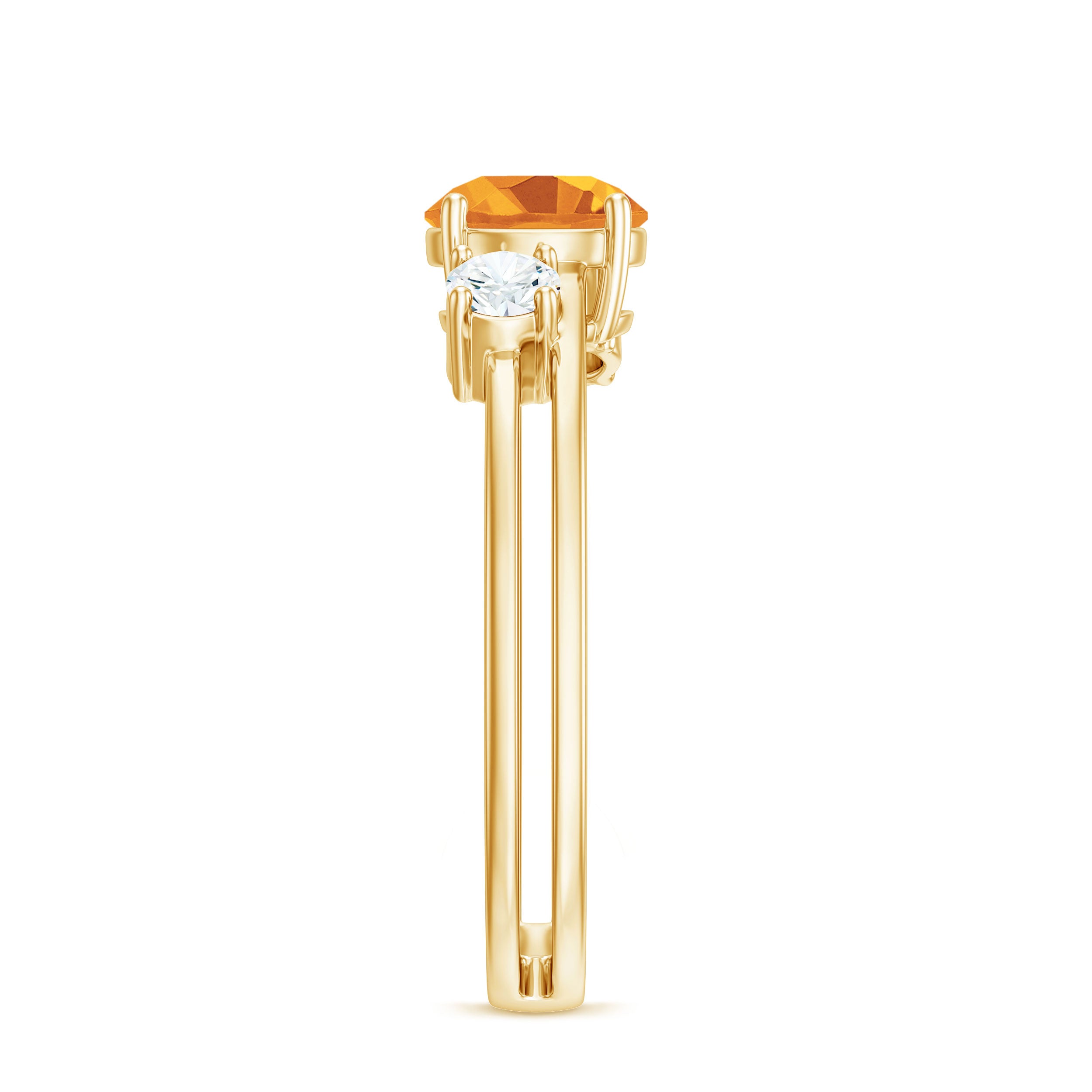 Rosec Jewels-Real Citrine Diamond Double Band Engagement Ring